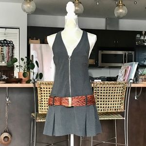 Gray front zip mini dress